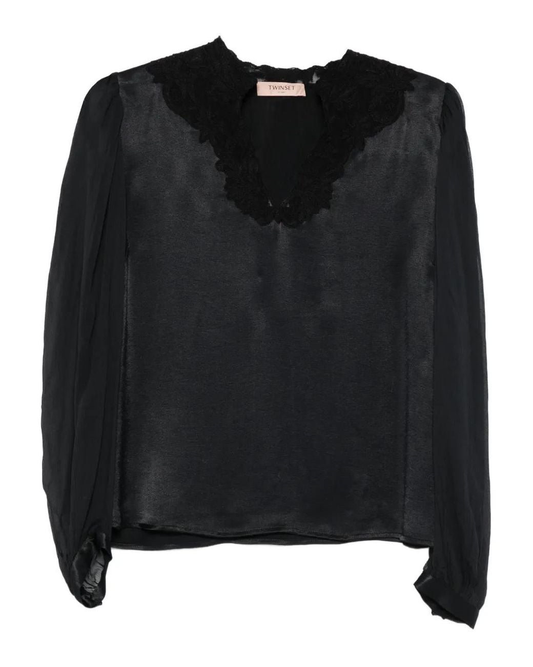 Twinset Black Lace-Detail Blouse