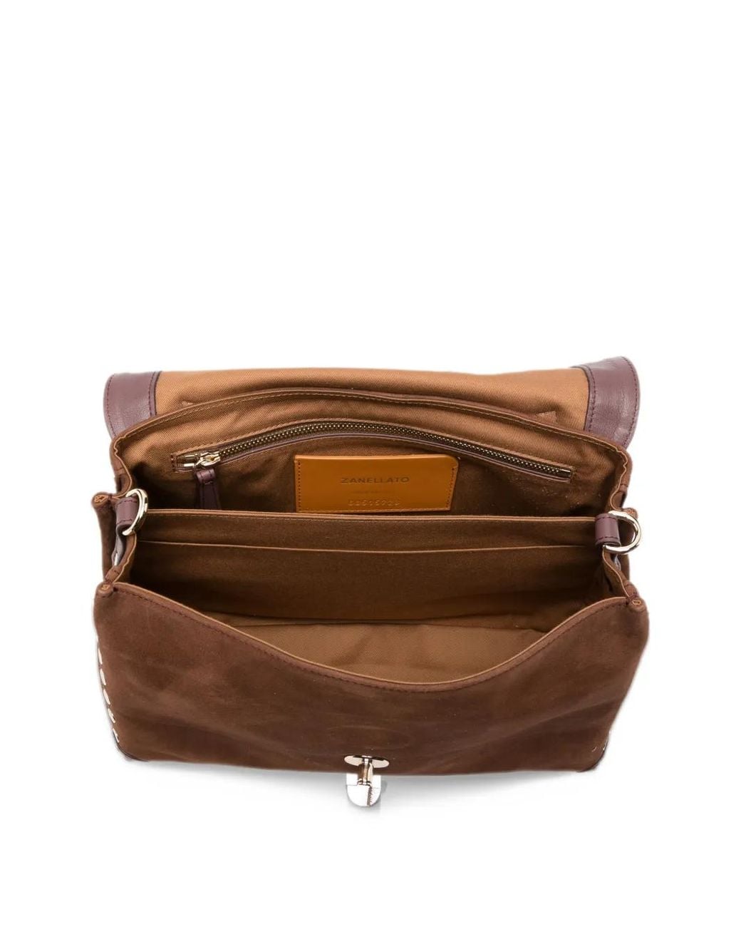 Zanellato Brown Postina Stud-Embellished Leather Bag