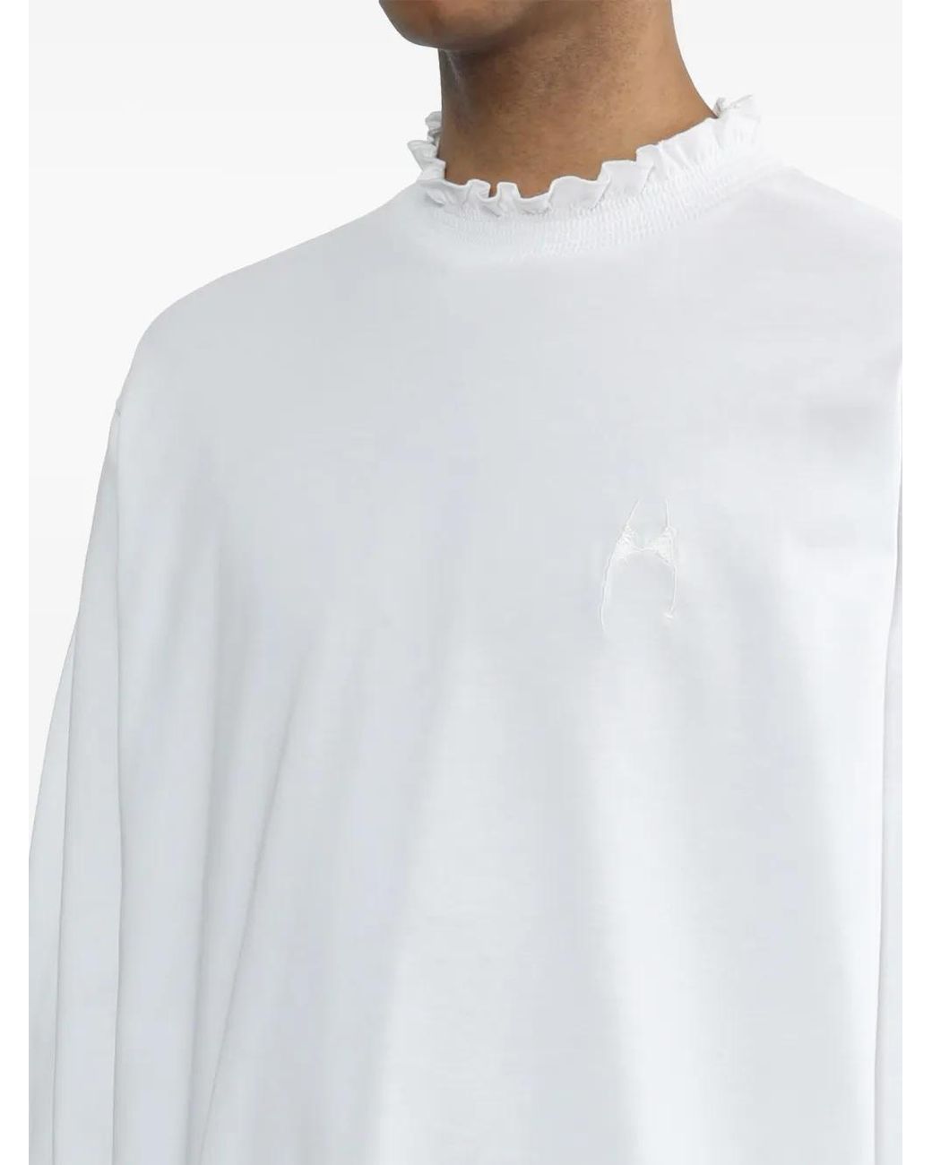 Random Identities White Ruffled Cotton Sweatshirt for men