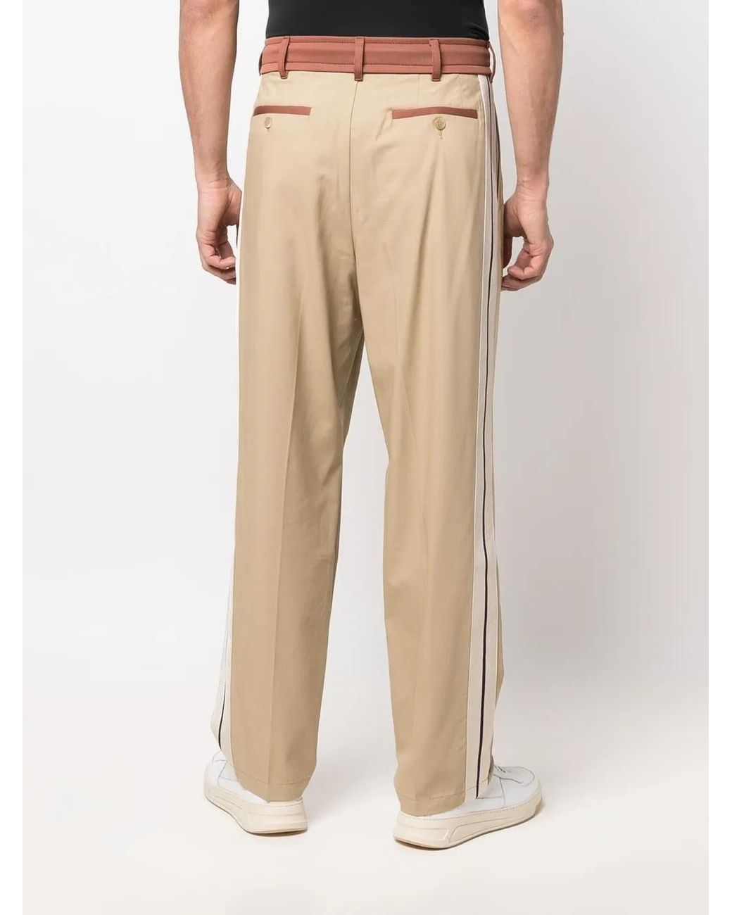 Palm Angels Natural Drawstring Side Stripe Track Pants for men
