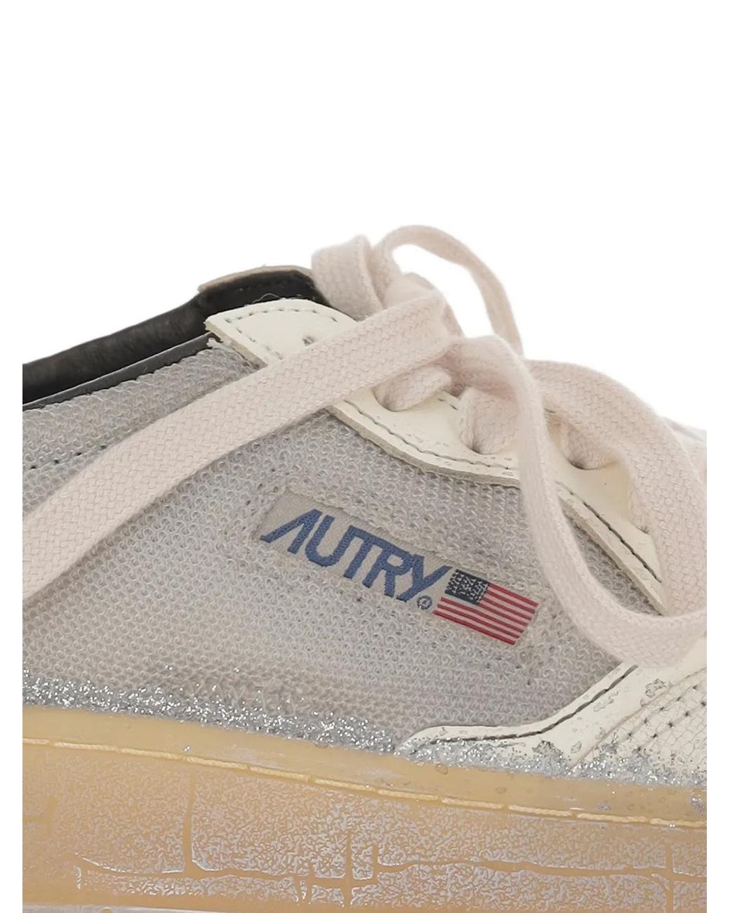 Autry White "Super Vintage Low Mesh Leather Sneakers