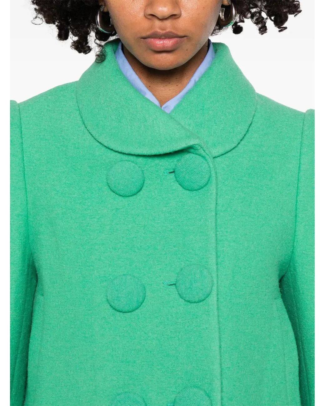 ShuShu/Tong Green Double-Breasted Button-Up Blazer