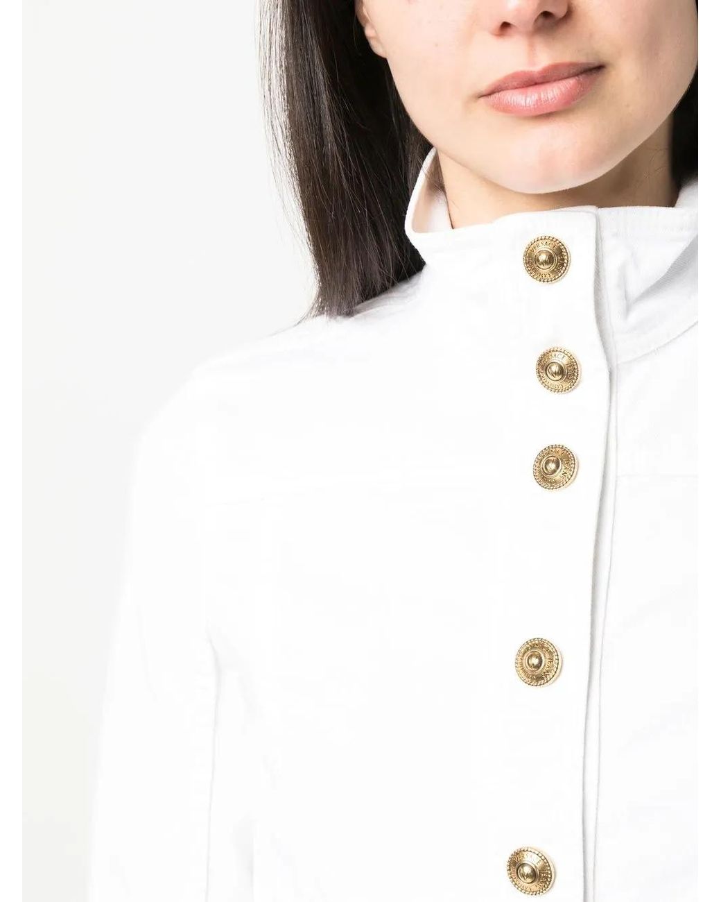Versace Jeans Couture White Logo-Patch Cropped Jacket