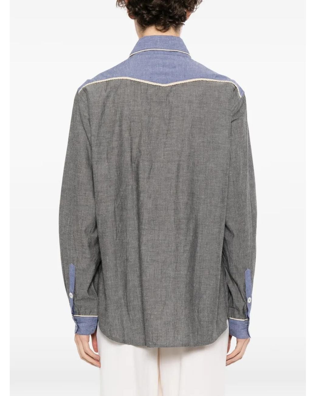Bode Gray Braid Chambray Shirt for men