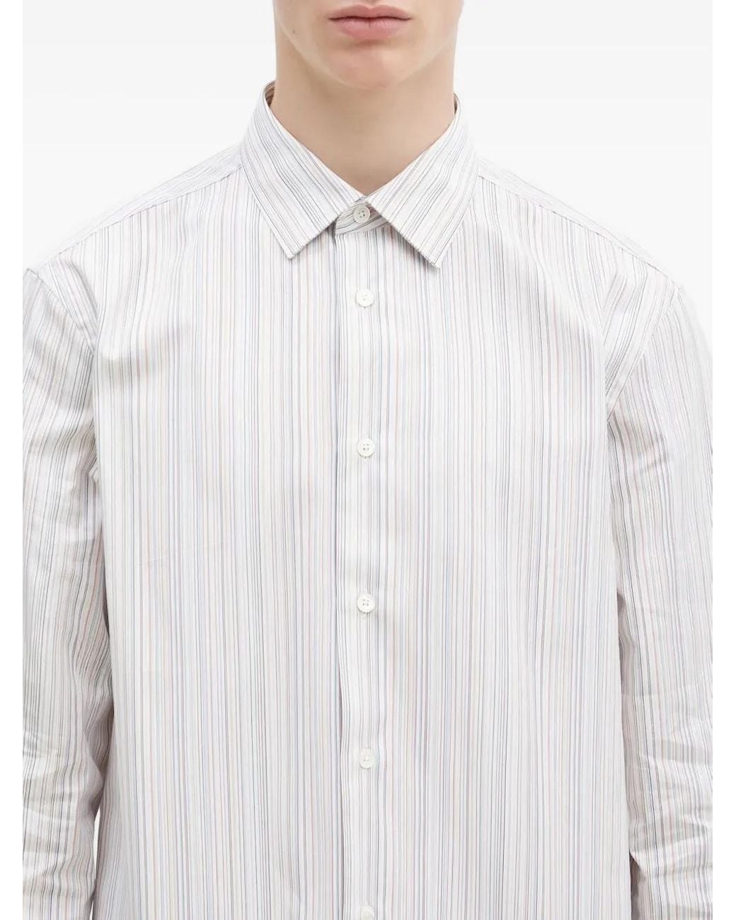 Paul Smith White Tailored-Fit Cotton Subtle 'Signature Stripe' Shirt for men