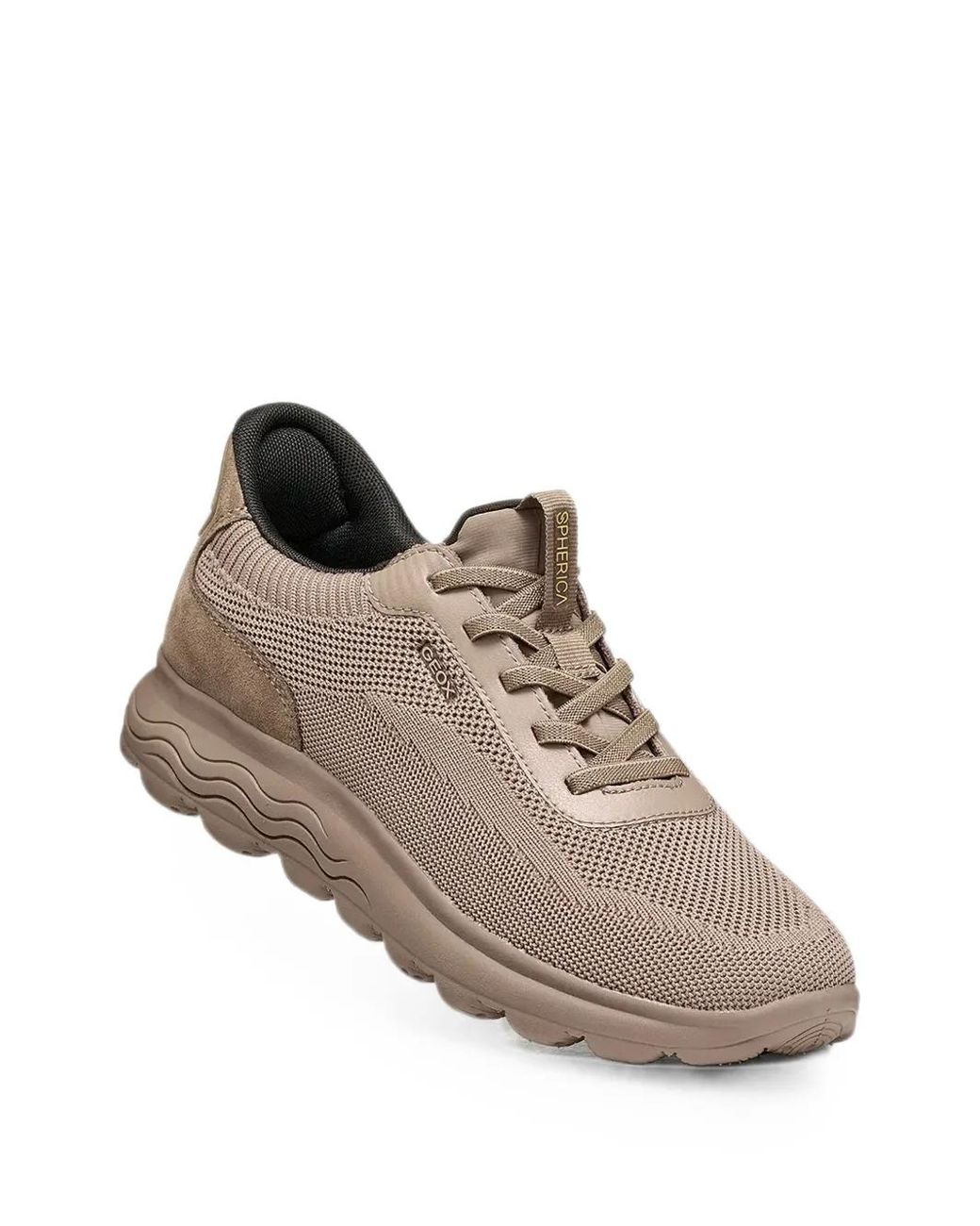 Geox Brown Spherica Panelled Knit Sneakers