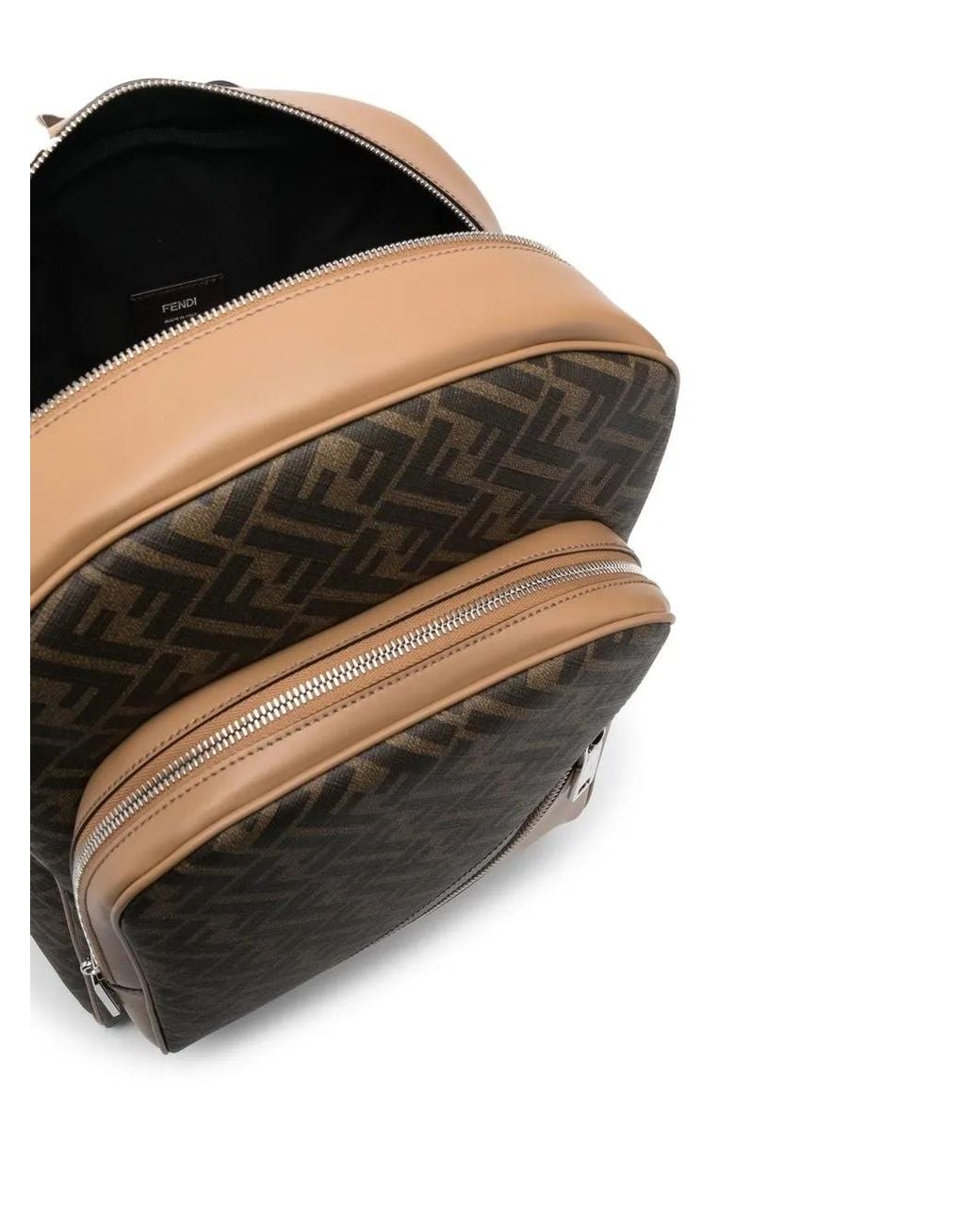 Fendi Black Monogram-Pattern Backpack