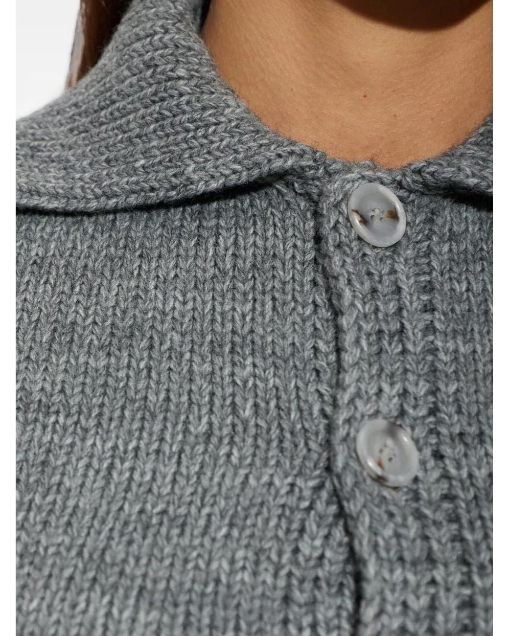 MM6 by Maison Margiela Gray Chunky-Knit Cropped Cardigan