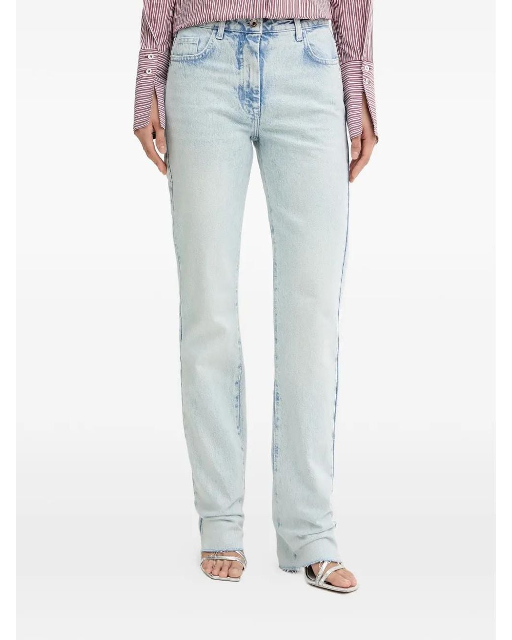 Patrizia Pepe Blue Frayed-Hem Jeans