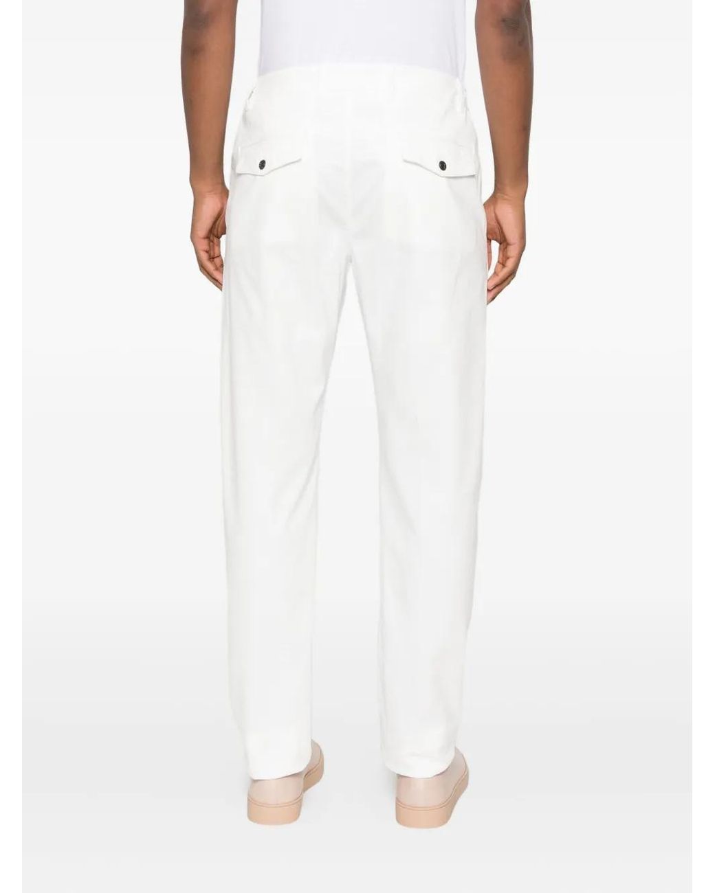 Eleventy White Pleated Trousers for men