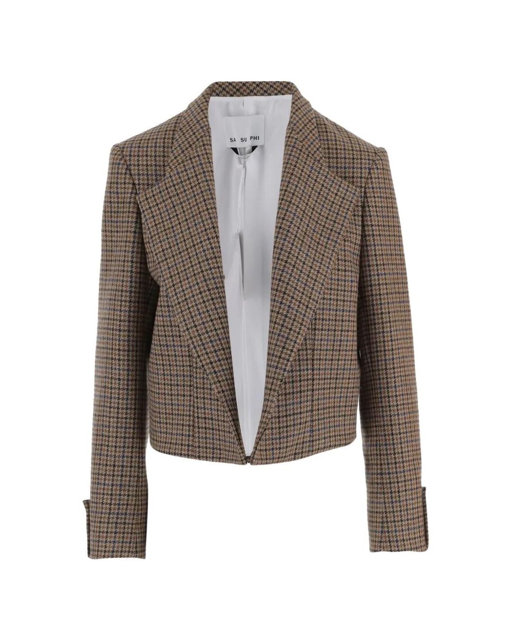 Sa Su Phi Brown Lauren Checked Wool Jacket