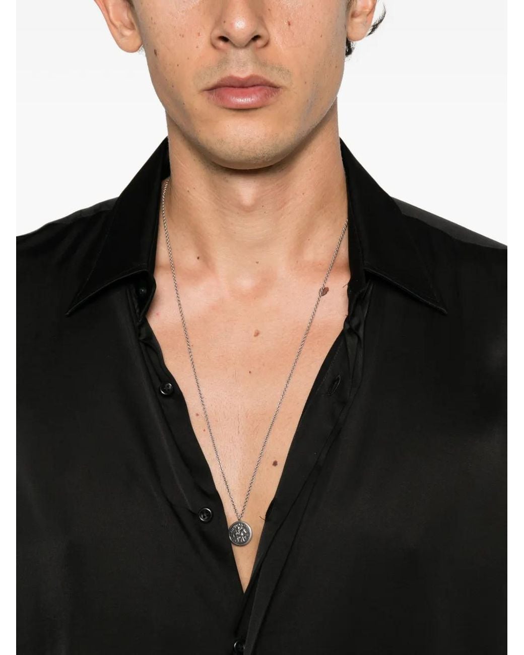 MARSĒM Black Satin-Finish Long-Sleeve Shirt for men