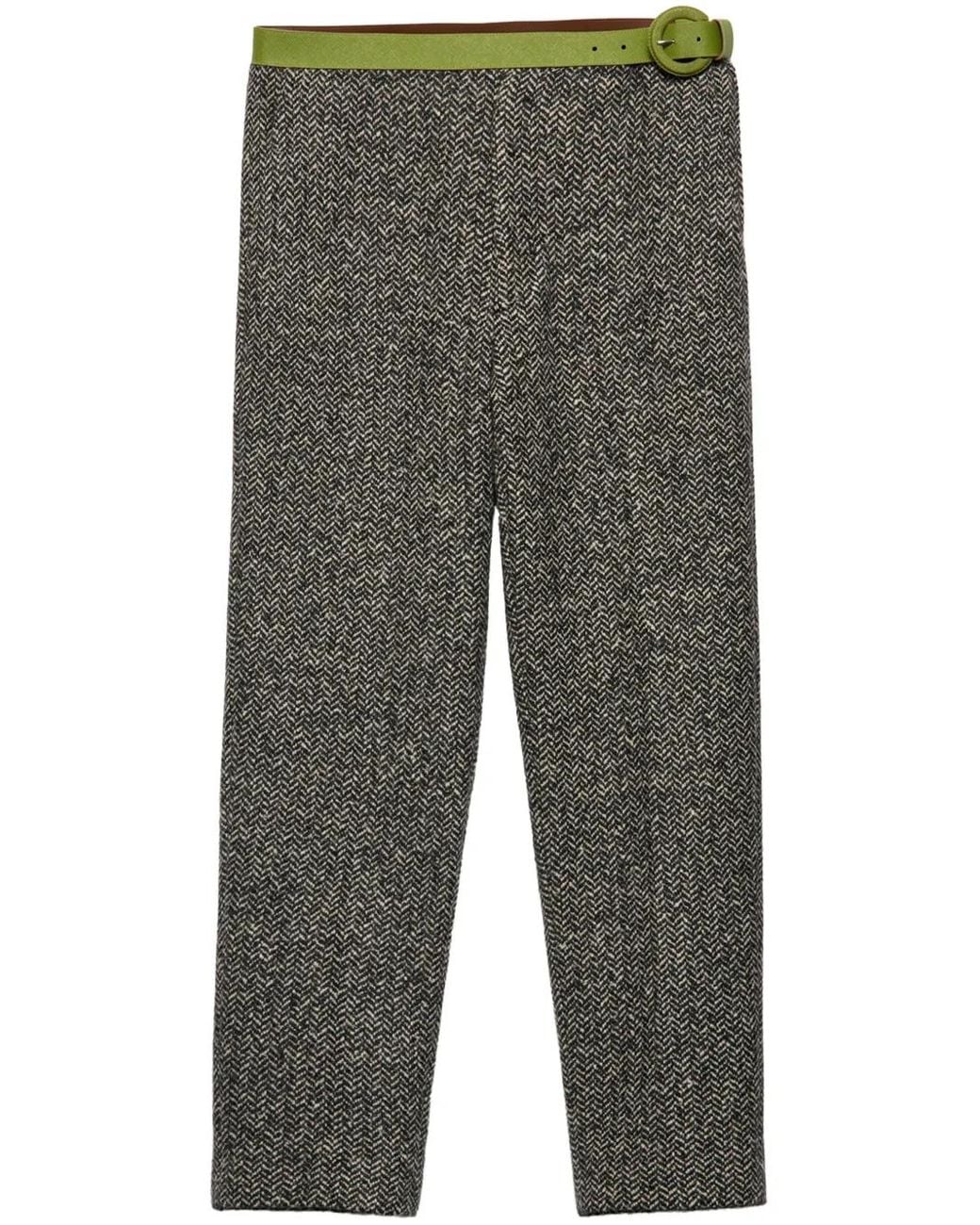 Prada Gray Belted Slim Fit Trousers for men