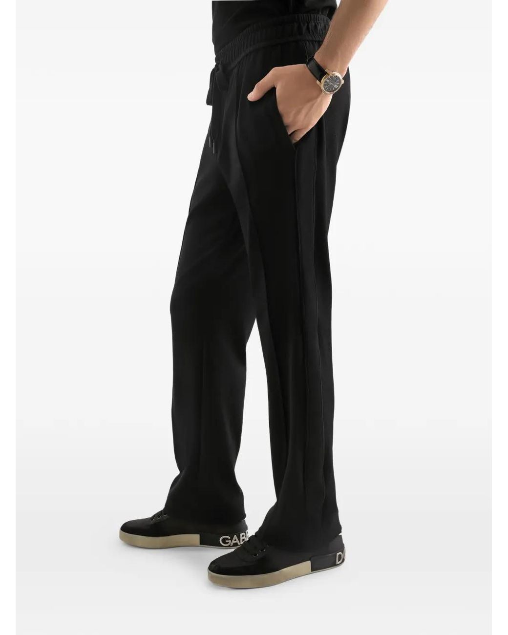 Dolce & Gabbana Black Drawstring-Waistband Track Pants for men