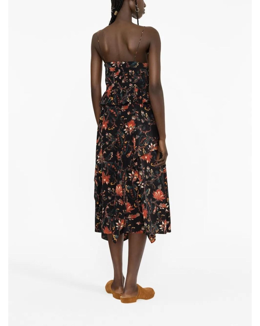 Ulla Johnson Black Renata Obsidian-Print Silk Dress