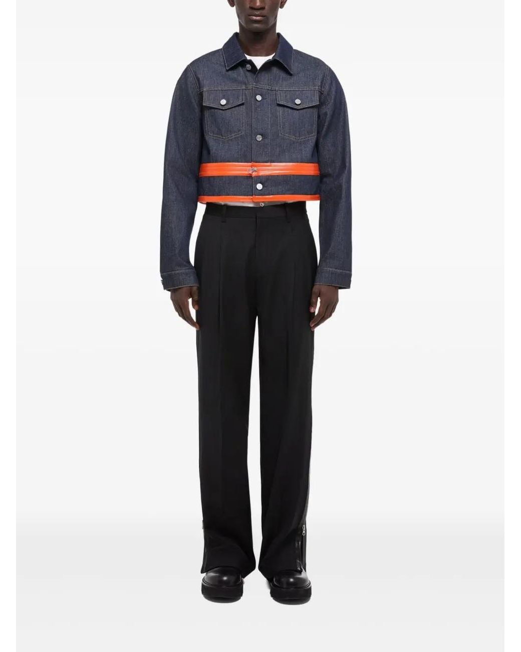 Helmut Lang Blue 3 Zip Trucker.Bklyn for men