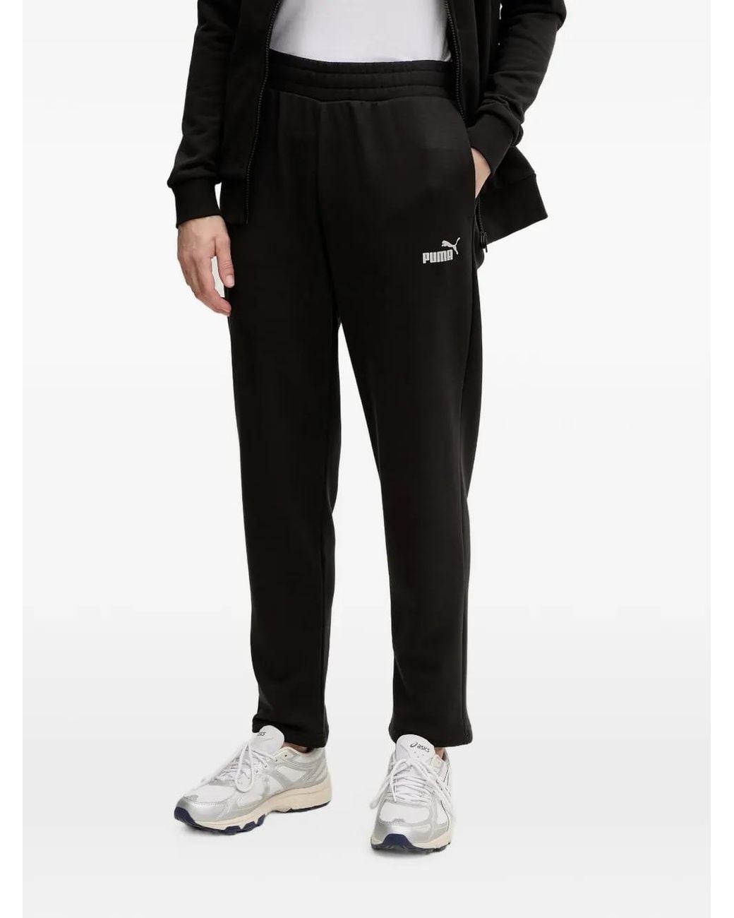 PUMA Black Logo-Detail Zip-Up Track Pants