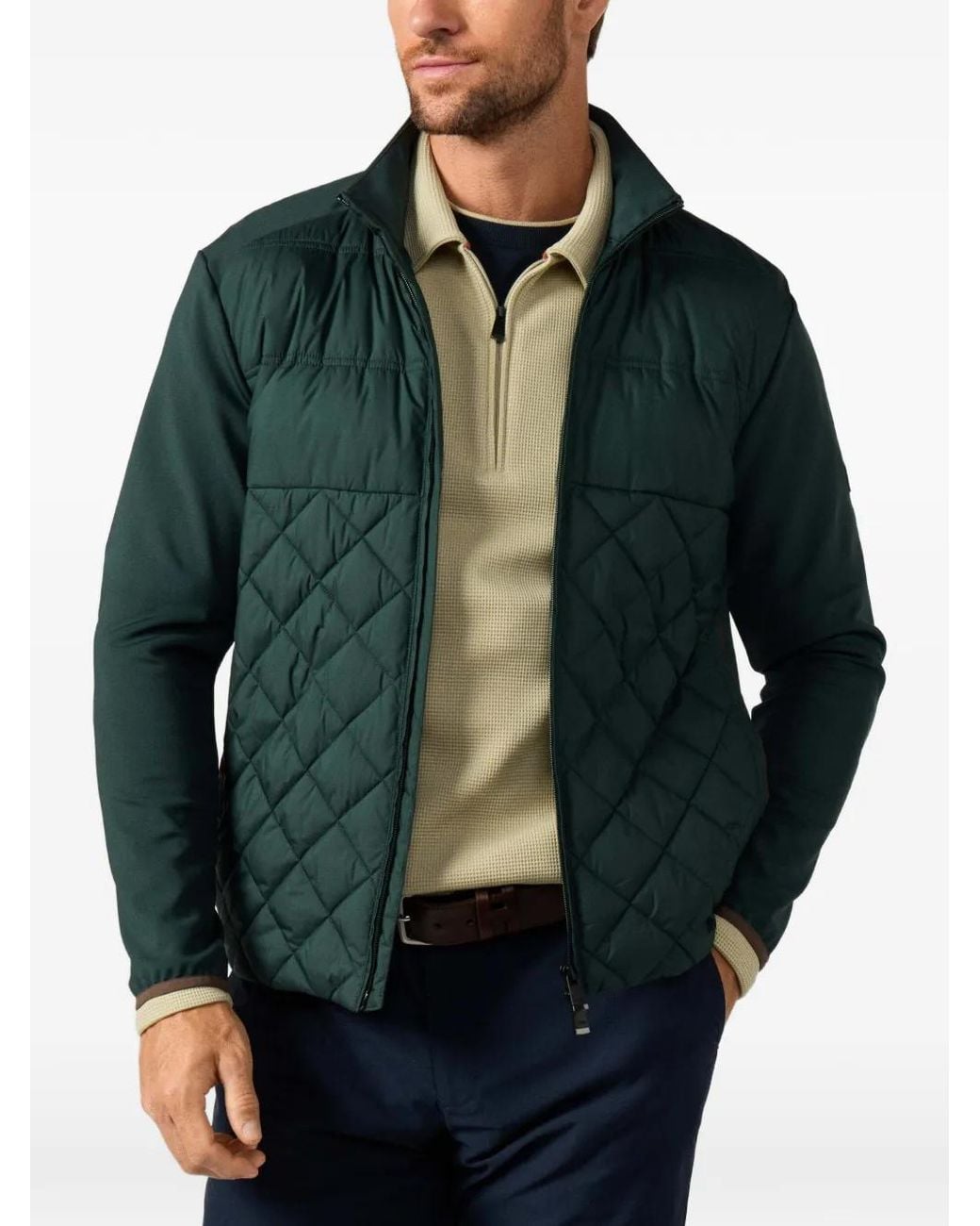 Giacca Trapuntata Con Zip di Hackett in Green da Uomo