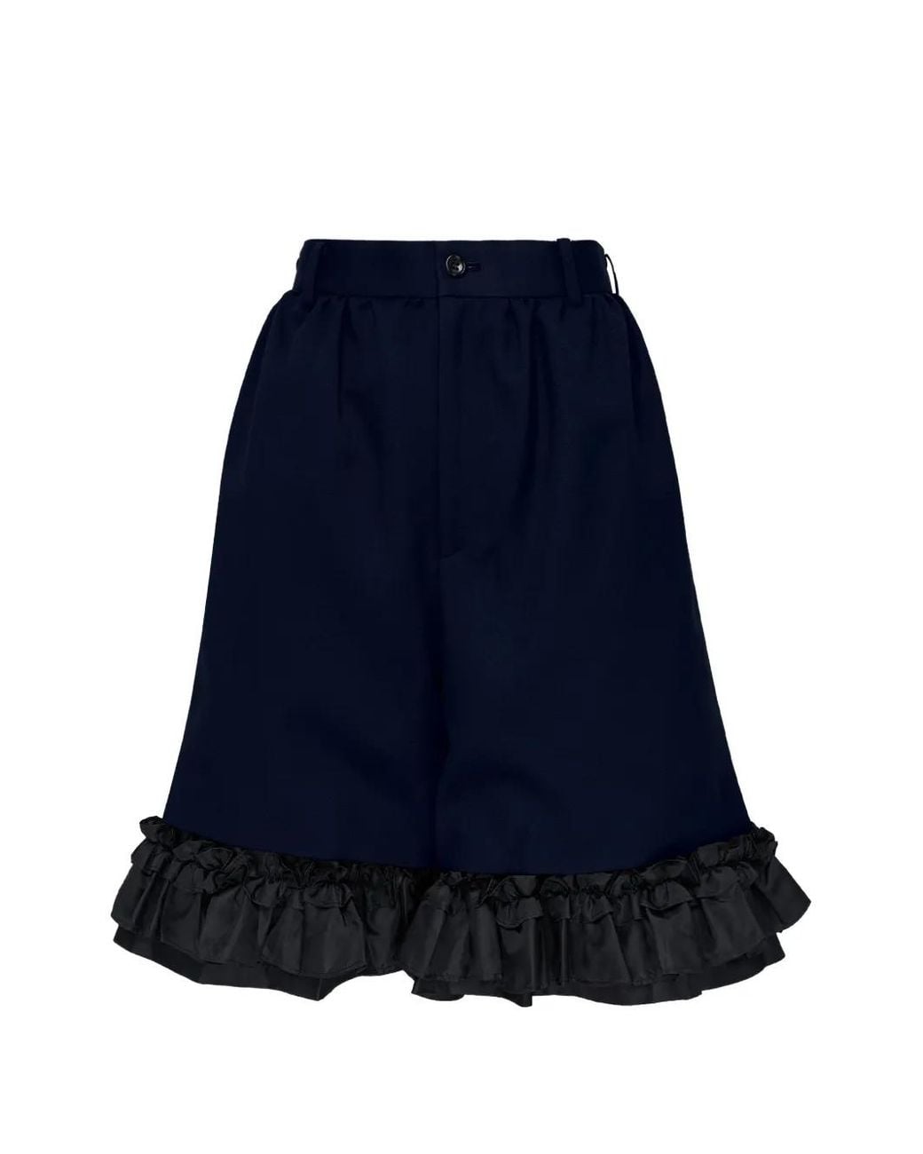 Comme des Garçons Blue Ruffle-Trimmed Wide-Leg Shorts