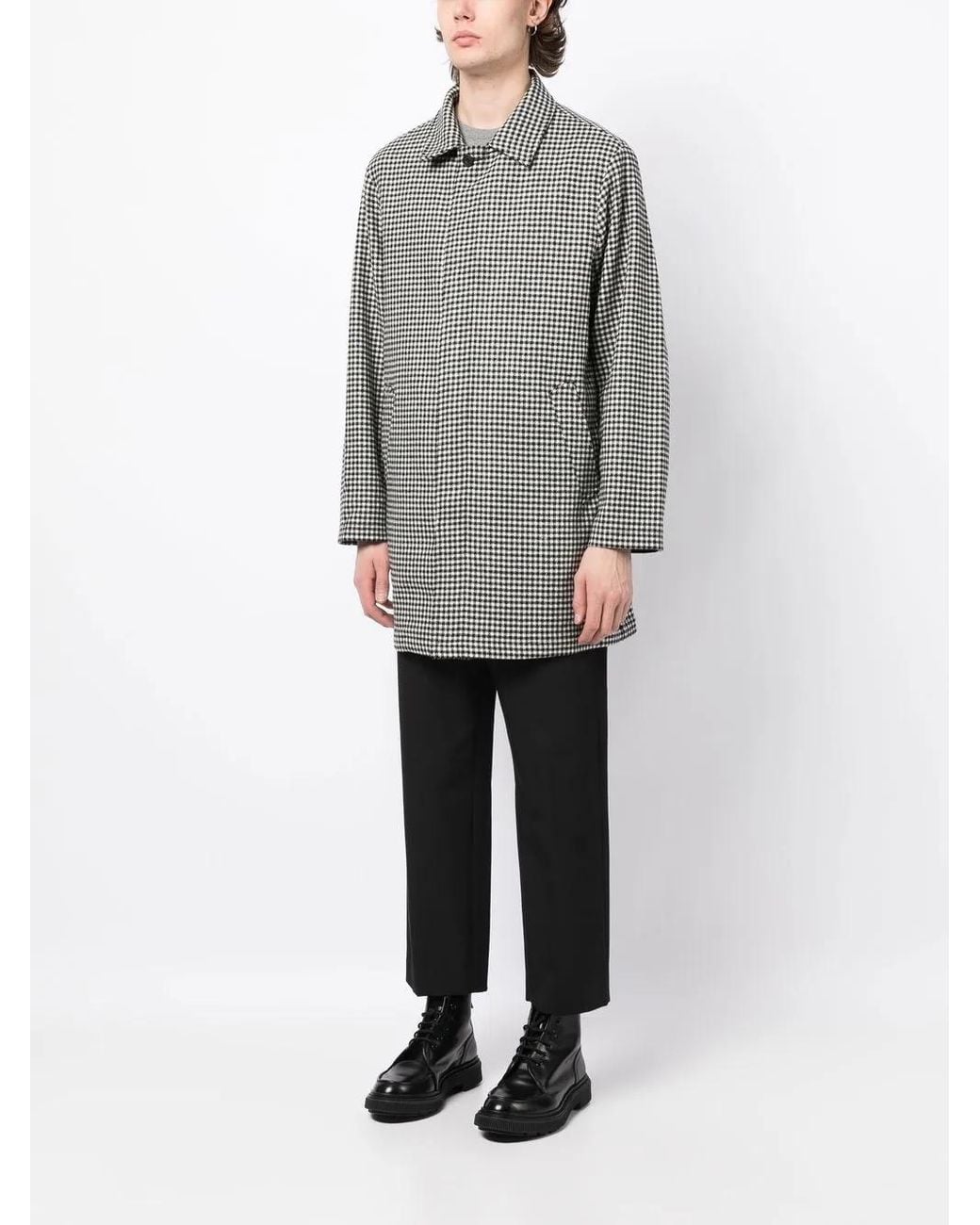 The Power for the People Gray Wool Dogtooth Pattern Coat for men