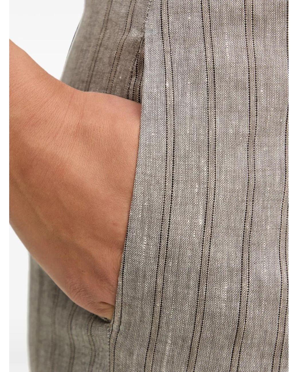 Sisley Gray Pantalon À Fines Rayures