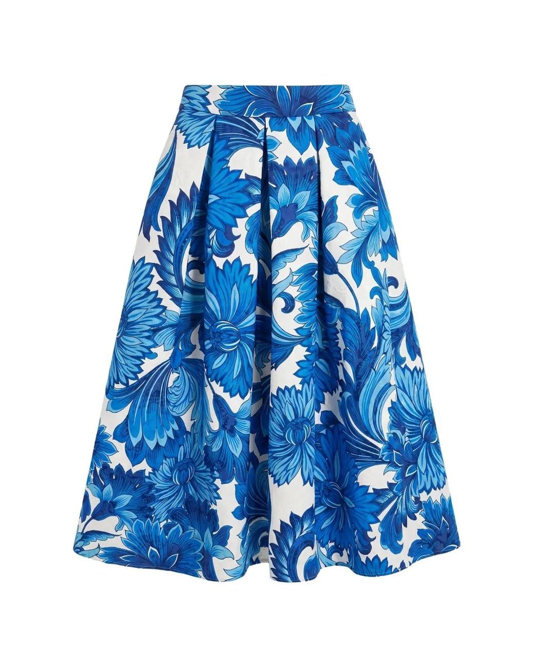 Lunatica Milano Blue T Florence Floral-Jacquard Midi Skirt
