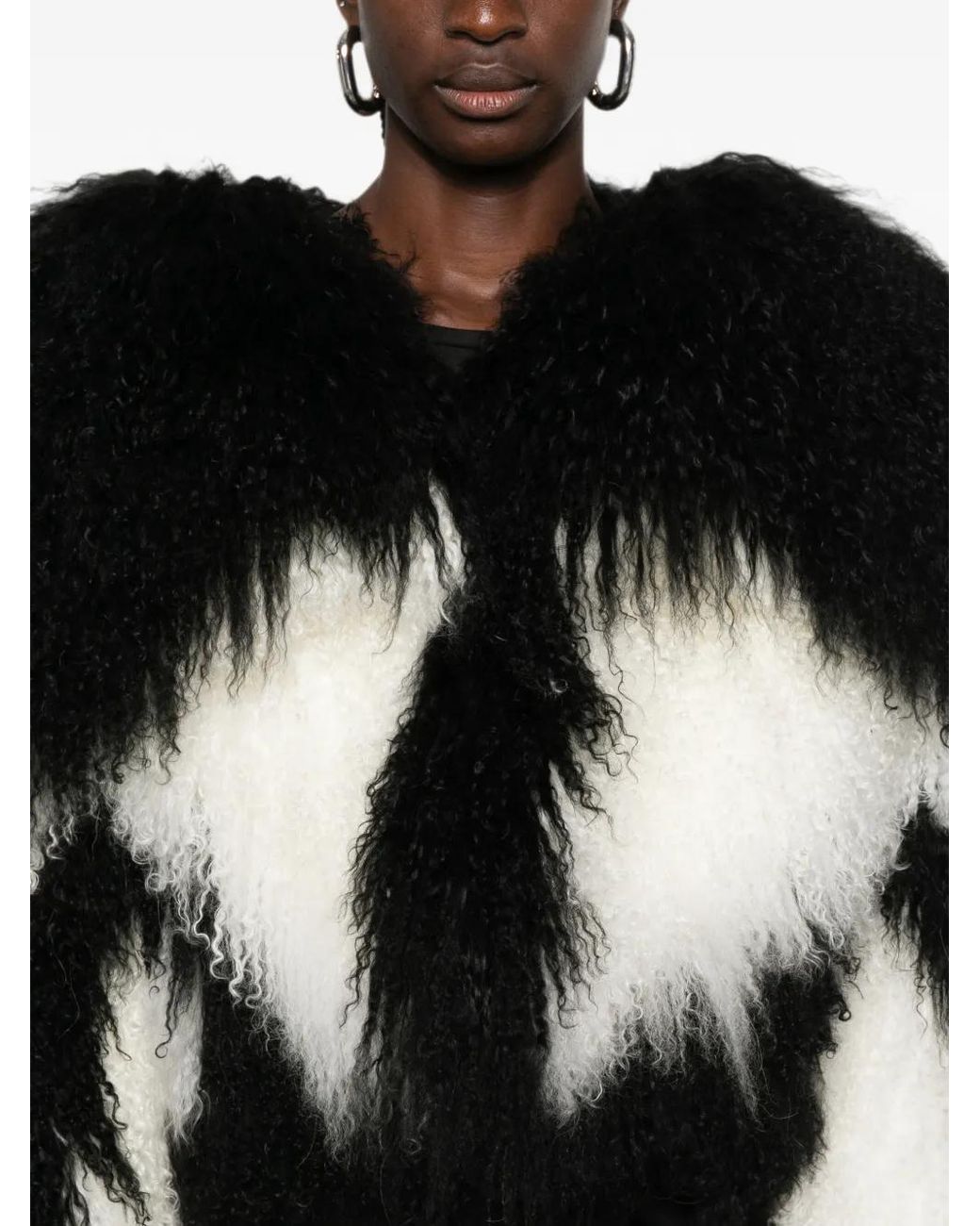 The Attico Black Veste En Peau Lainée