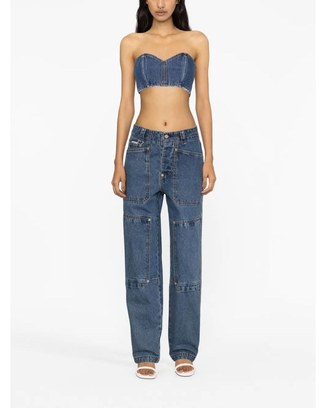 Monot Blue Denim Bandeau Top