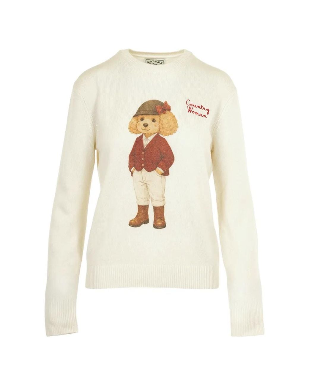 Mc2 Saint Barth White Graphic-Print Embroidered Sweater