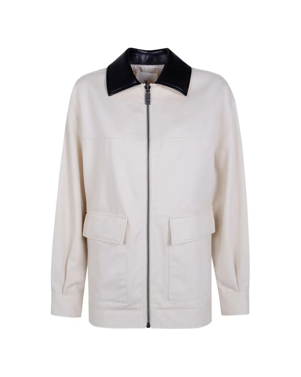 Anine Bing White Holden Contrast-Collar Jacket