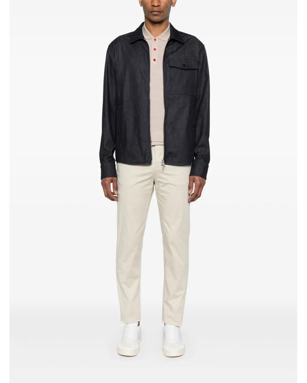 Kiton White Logo-Patch Chinos for men