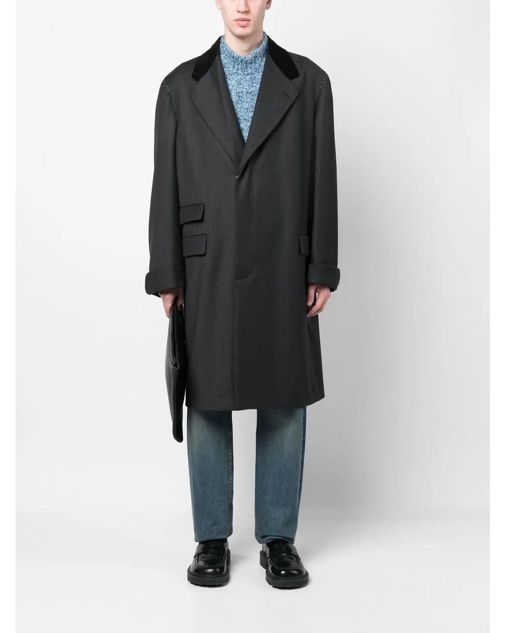 Maison Margiela Black Work-In-Progress Wool Coat for men