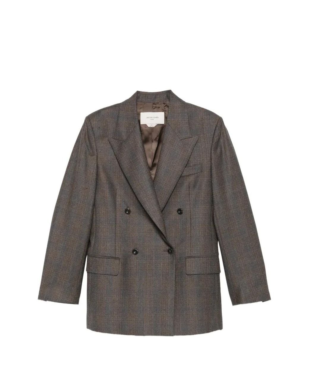 Jacob Cohen Gray Double-Breasted Check-Pattern Blazer