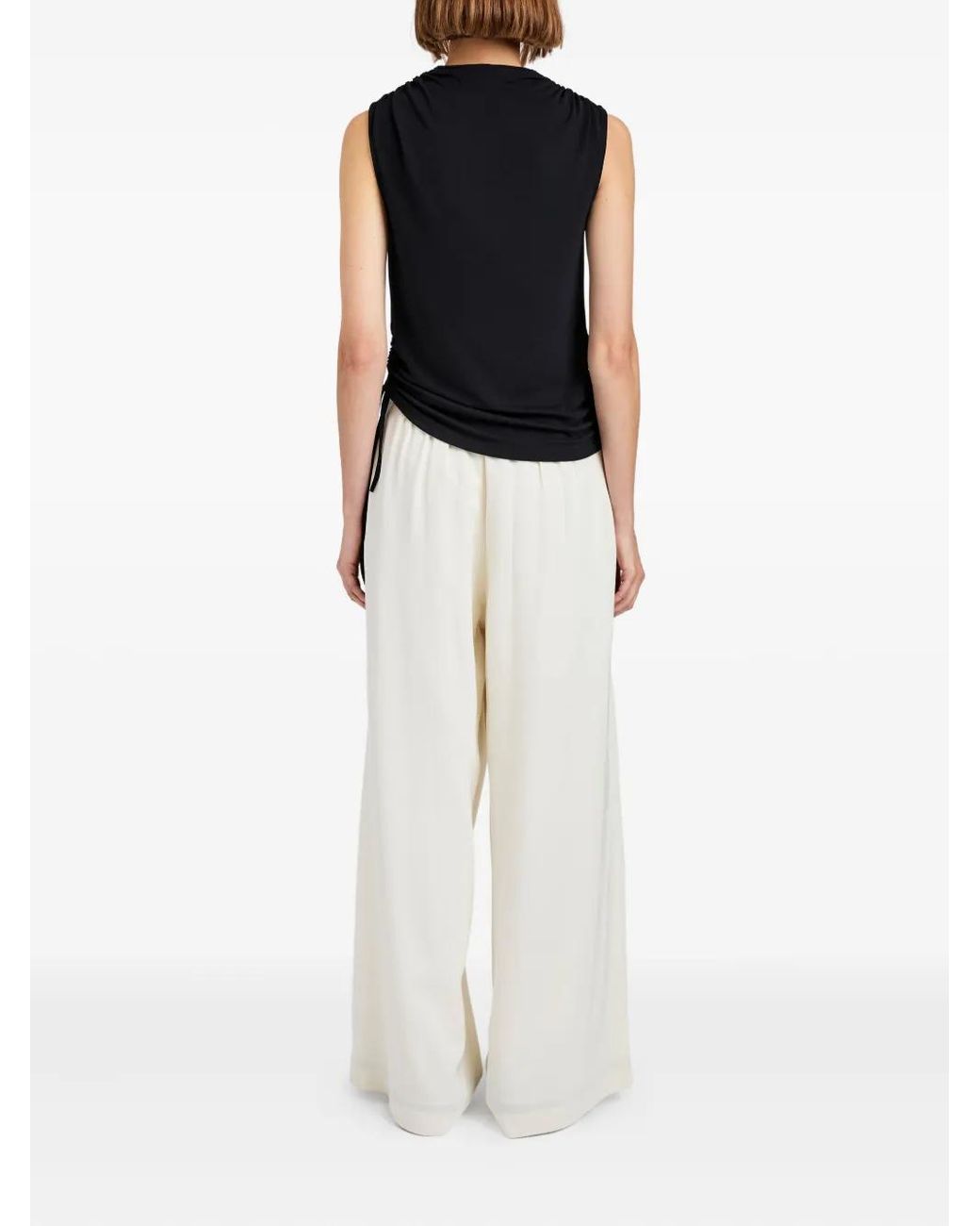 Proenza Schouler Black Elna Cowl-Neck Drawstring Top