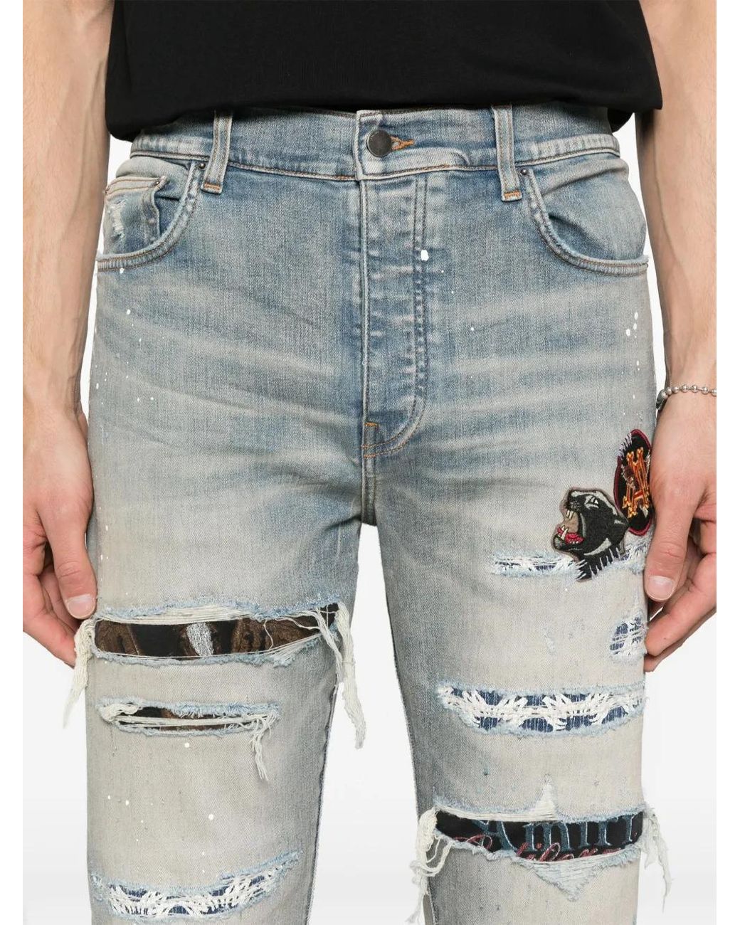 Jean À Détails De Patchs Amiri pour homme en coloris Blue