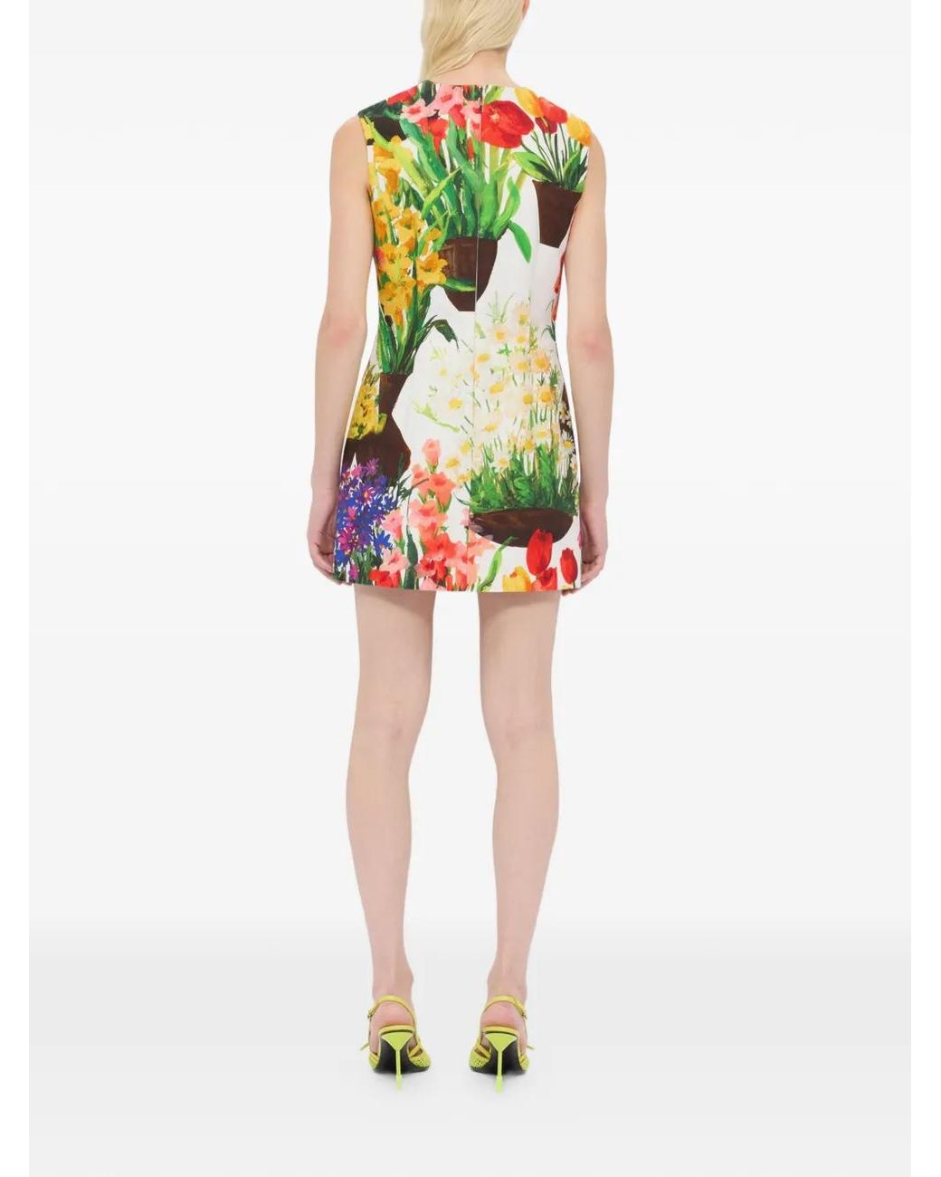 MSGM White Floral-Print Mini Dress