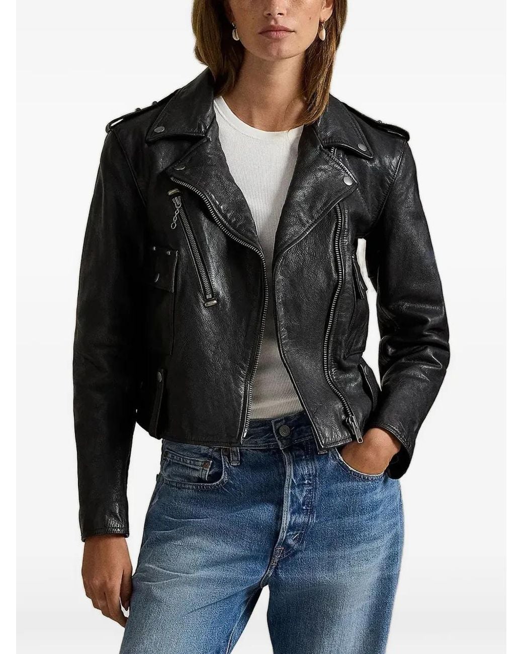 Polo Ralph Lauren Black Leather Biker Jacket