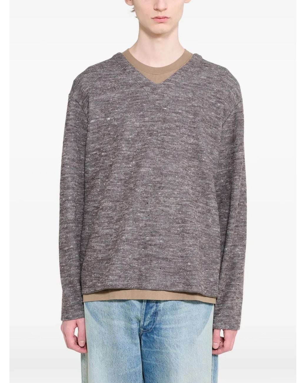 Lady White Co. Gray V-Neck Sweater for men