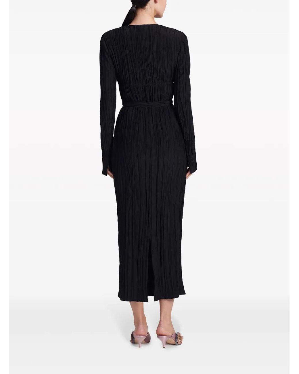 Altuzarra Black Carol Crinkled Midi Dress