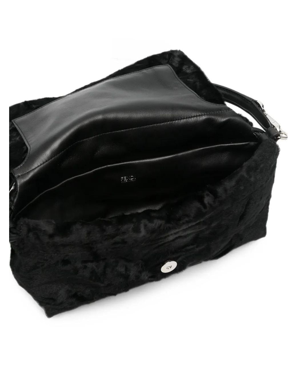 Fendi Black Baguette Soft Calfhair Shoulder Bag