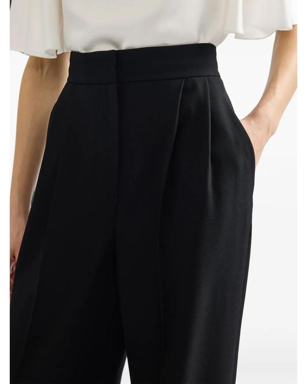 Erdem Black Pleat-Detail Trousers