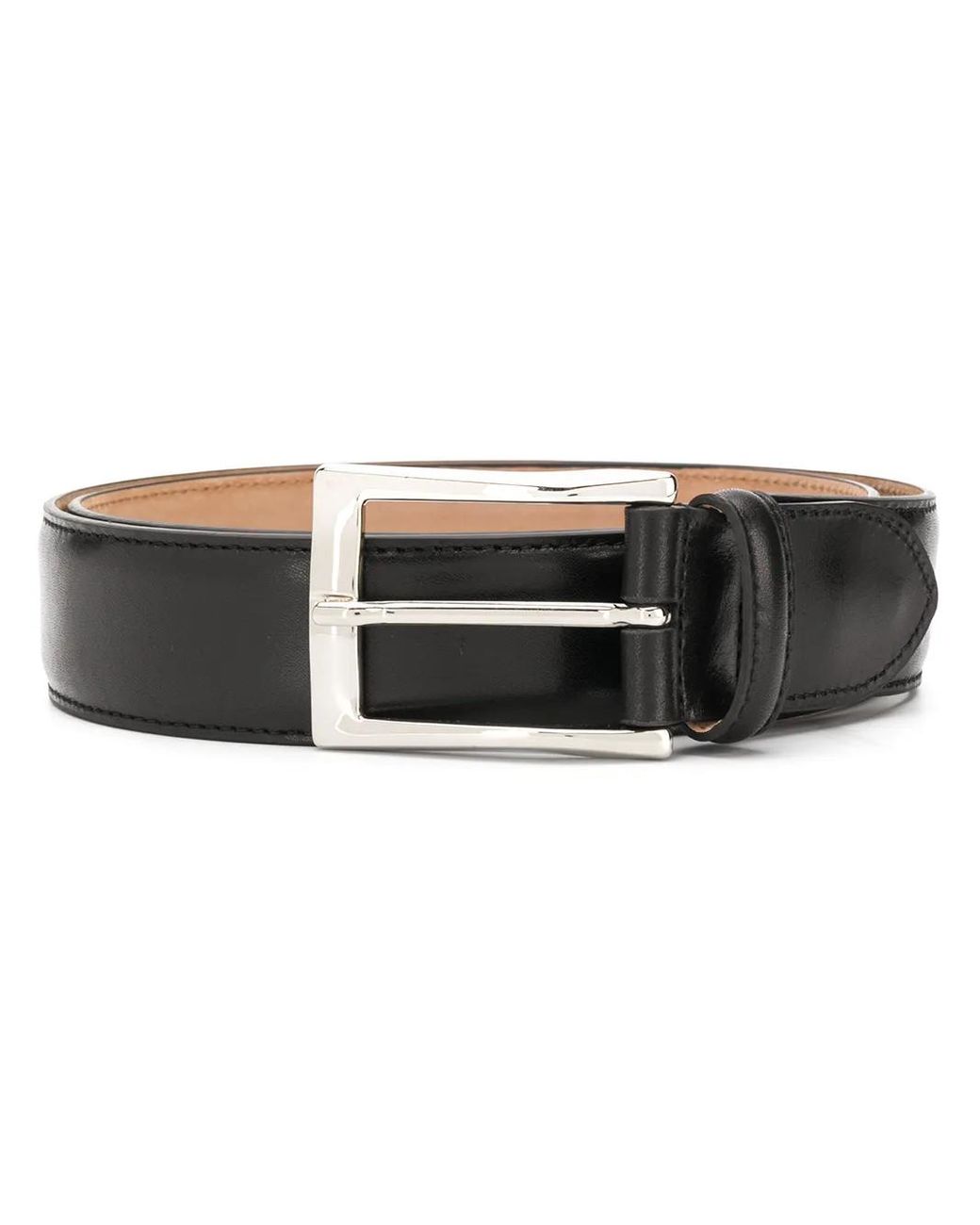 Scarosso Black Classic Square Buckle Belt for men