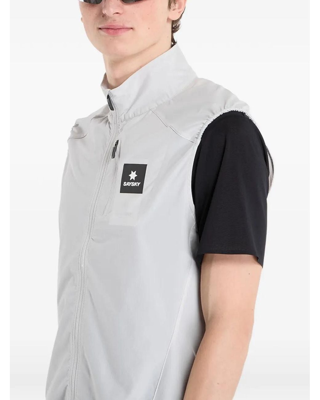 Saysky Gray Clean Pace Flex Logo-Patch Vest for men