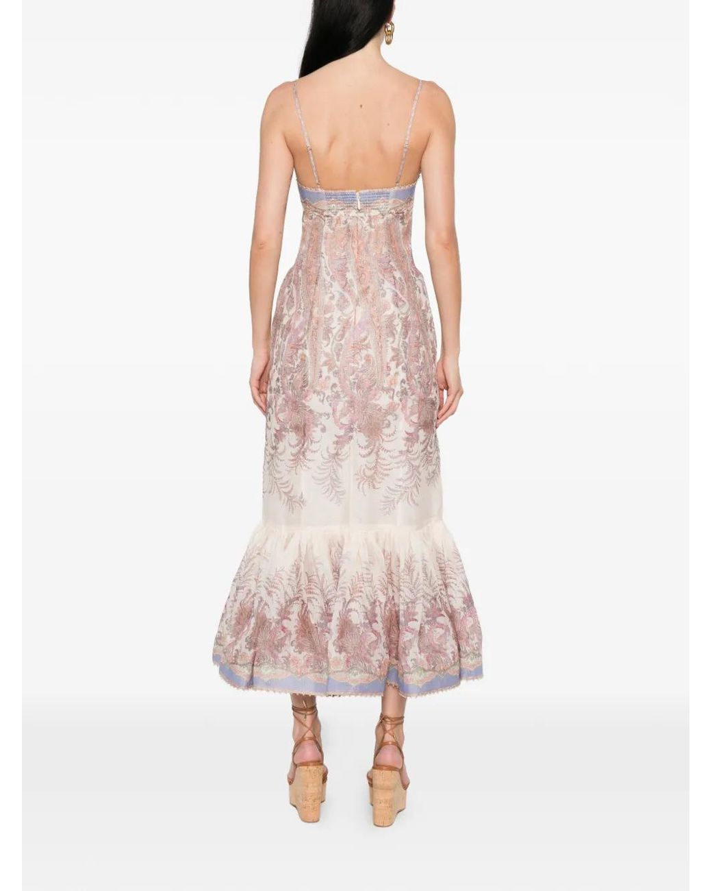 zimmermann pink paisley dress Alchemy Pink Paisley Flutter Scarf Tie Midi Dress