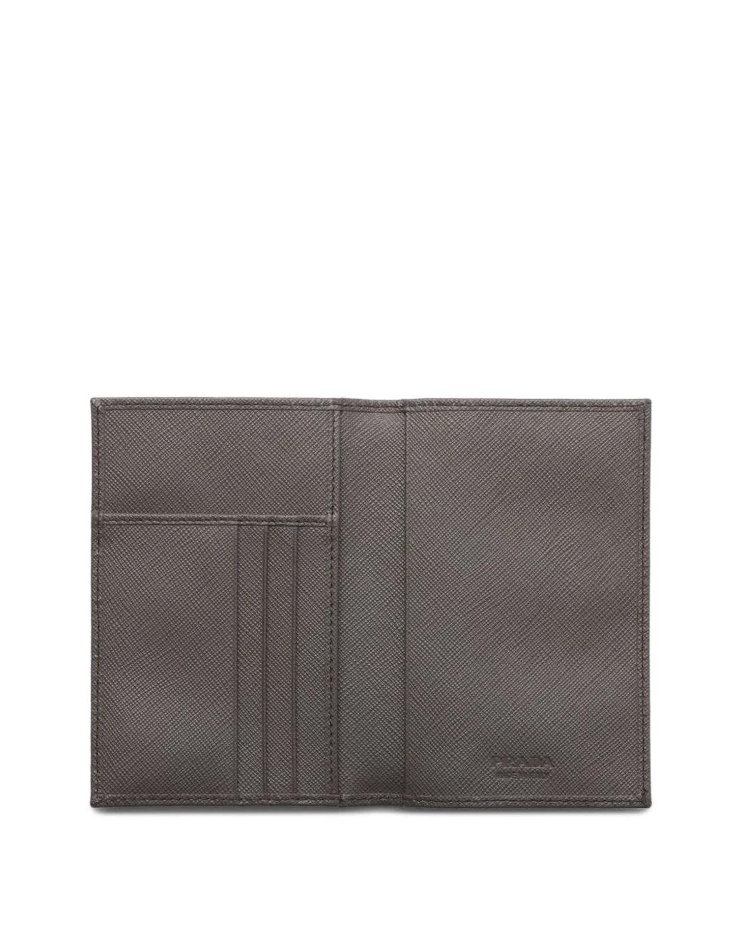 Prada Gray Saffiano-Leather Passport Holder for men