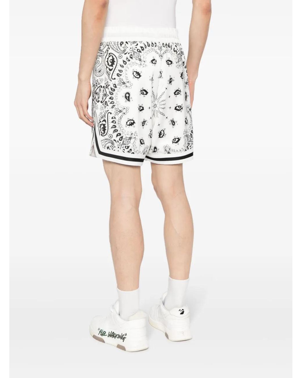 Haculla White Paisley-Print Drawstring Track Shorts for men