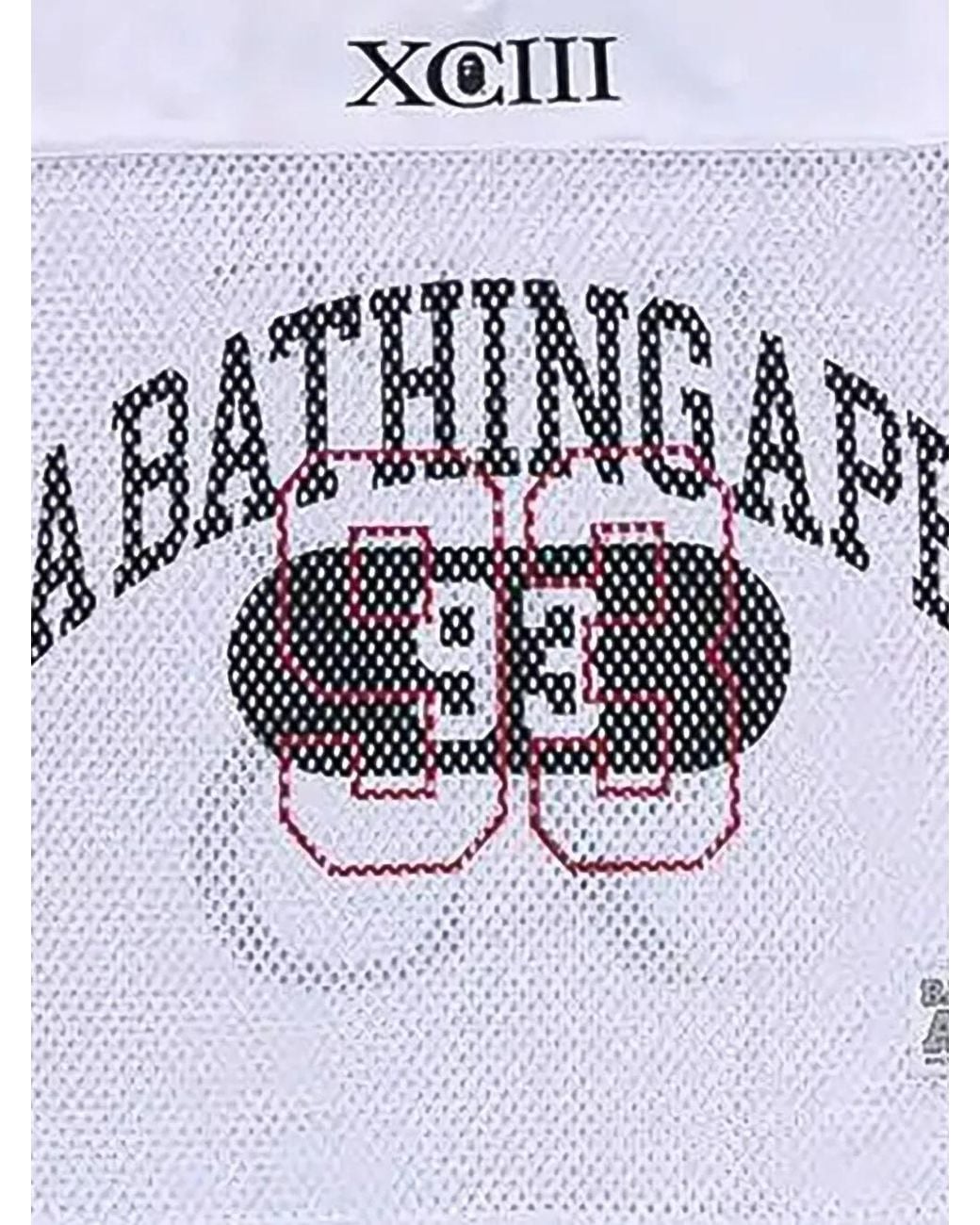A Bathing Ape White Logo-Print Mesh Jersey for men