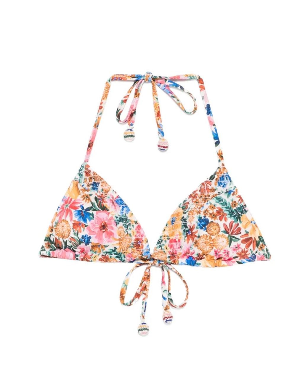 Farm Rio White Floral Triangle Bikini Top