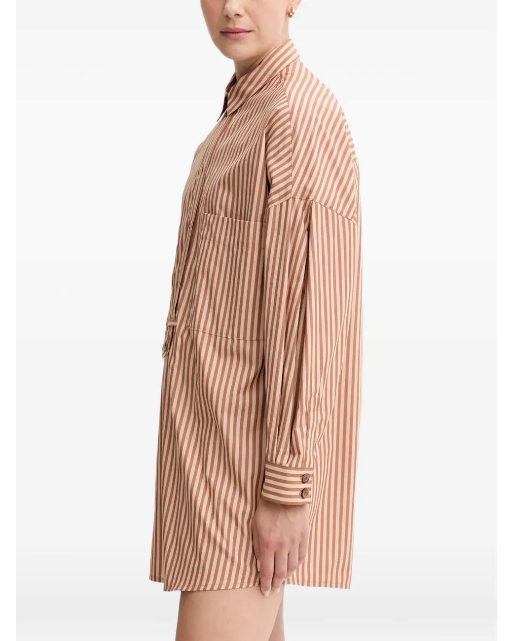 Sessun Natural Striped Shirt Mini Dress