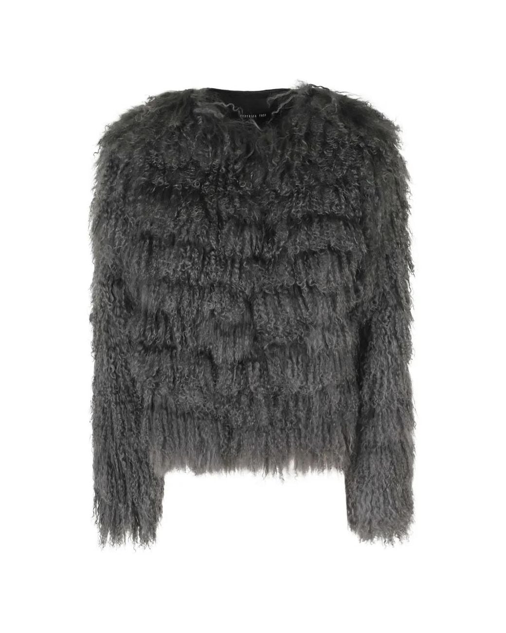 FEDERICA TOSI Black Blouse En Fourrure D'Agneau Frisée